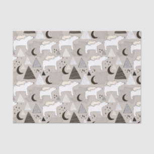 Cute Doodle Woodland Bear Pattern Tissue Paper
