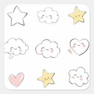 Cute Doodles Square Sticker