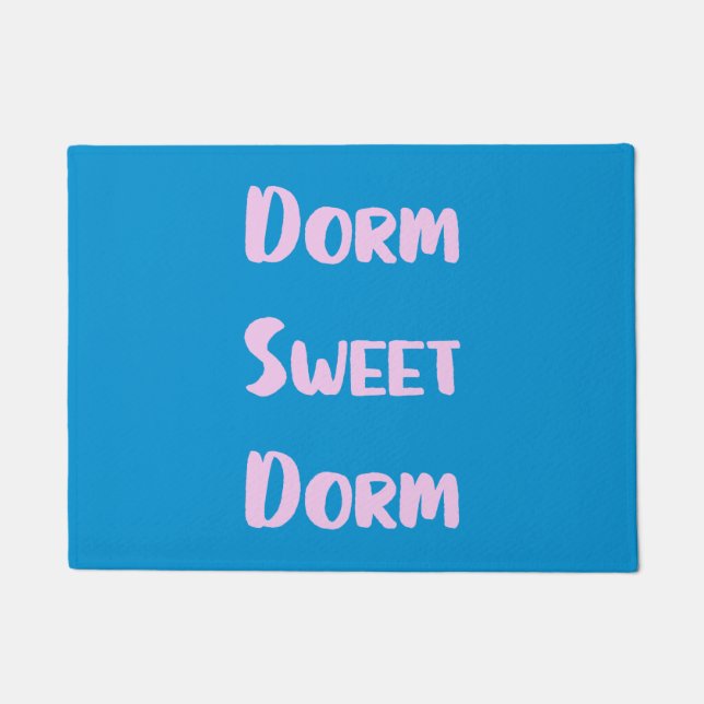 Cute Dorm Sweet Dorm in Blue and Pink Doormat (Front)