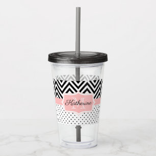 Cute Dots and Chevron Acrylic Tumbler