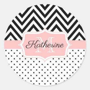 Cute Dots and Chevron Classic Round Sticker