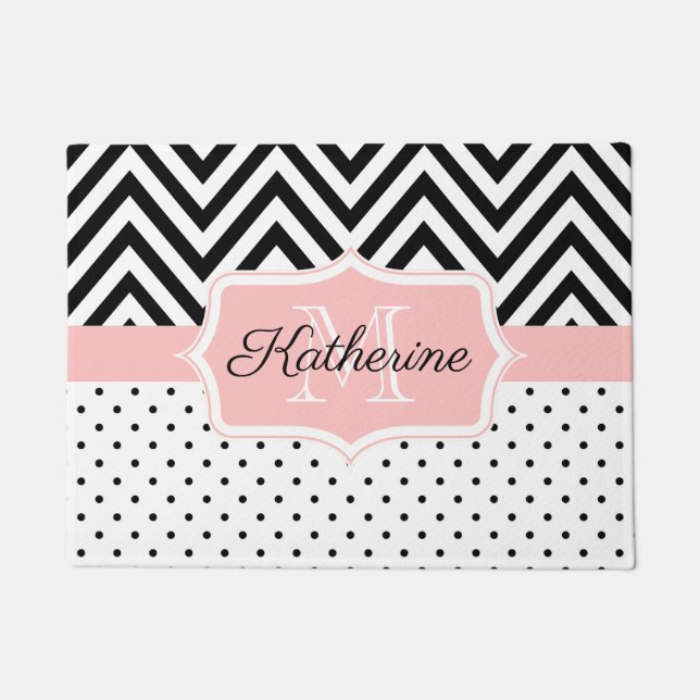 Cute Dots and Chevron Doormat (Front)