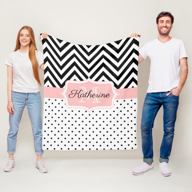 Cute Dots and Chevron Fleece Blanket (In Situ)