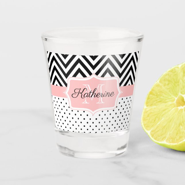 Cute Dots and Chevron Shot Glass (Front)