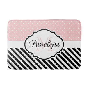 Cute Dots and Stripes Bath Mat