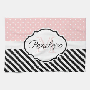 Cute Dots and Stripes Tea Towel