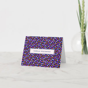 Cute Dots Spots Bright Blue Purple Personalised Note Card