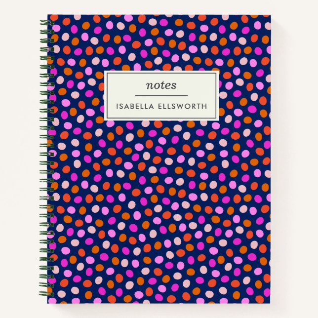 Cute Dots Spots Bright Blue Purple Personalised Notebook (Front)