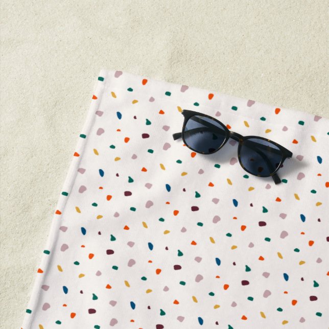 Cute Dots Terrazzo Pattern Beach Towel (In Situ)
