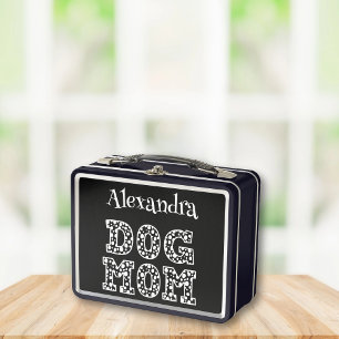 Cute Dotted Dog Mom Graphics typography with name Metal Lunch Box