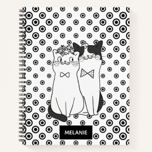 Cute Dotty Cats in Love Personalised Notebook