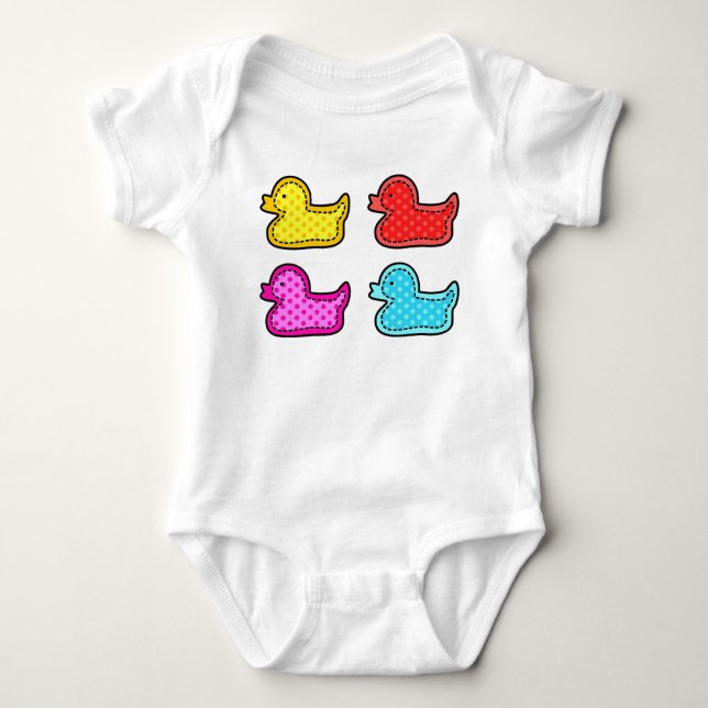 Cute Dotty Colourful Ducks  Baby Bodysuit (Front)