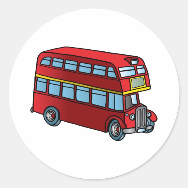 Cute Double Decker Bus Classic Round Sticker (Front)