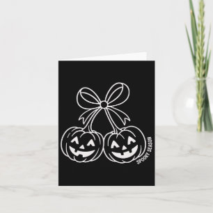 Cute Double Pumpkin Jack O Lantern Face Bow Hallow Card