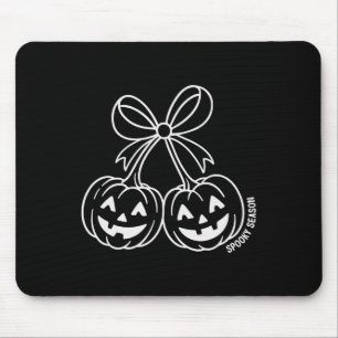 Cute Double Pumpkin Jack O Lantern Face Bow Hallow Mouse Mat