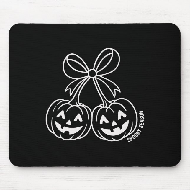 Cute Double Pumpkin Jack O Lantern Face Bow Hallow Mouse Mat (Front)