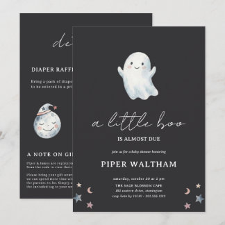 Cute Double Sided Ghost Little Boo Baby Shower Invitation