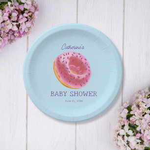 Cute Doughnut Baby Shower Paper Plate