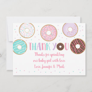 Cute Doughnut Baby Sprinkle Thank You Card