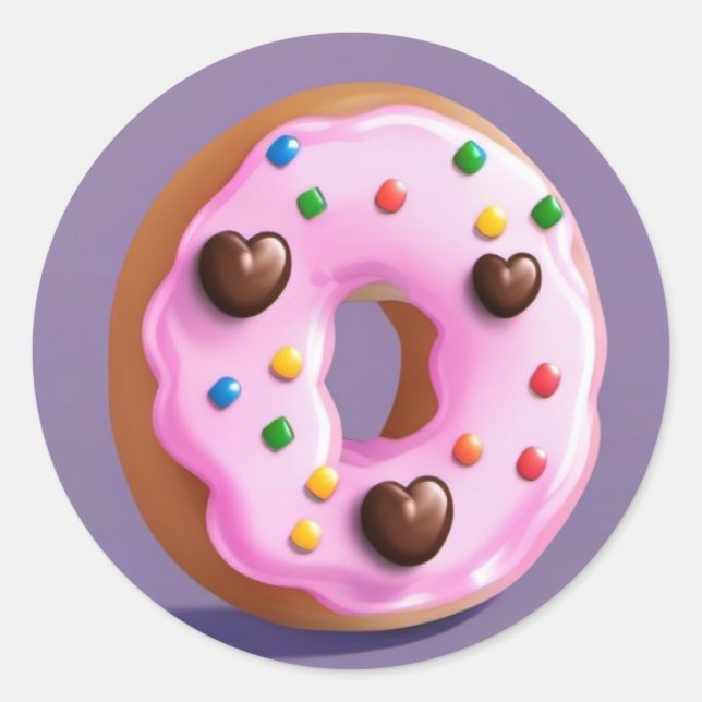 Cute Doughnut  Classic Round Sticker (Front)