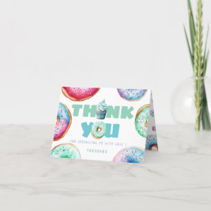Cute Doughnut Custom Message Kids Birthday Boy Pho Thank You Card