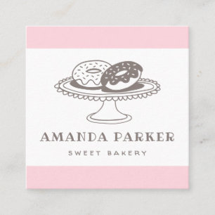Cute doughnut doughnut whimsical baker bakery square business card