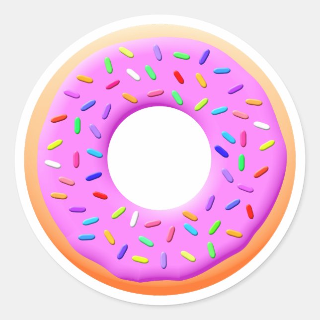 Cute Doughnut Drawing With Sprinkles Classic Round Sticker (Front)