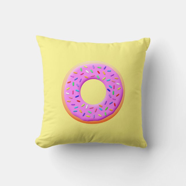Cute Doughnut Drawing With Sprinkles Cushion (Front)