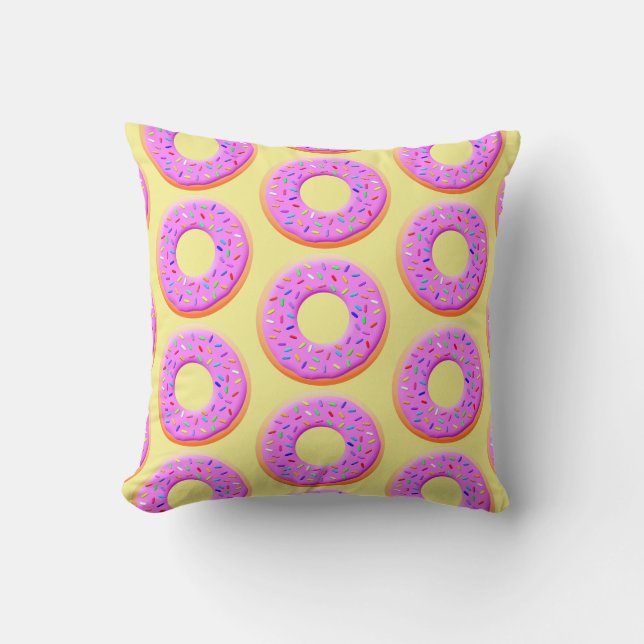 Cute Doughnut Drawing With Sprinkles Cushion (Front)