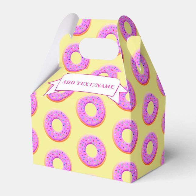 Cute Doughnut Drawing With Sprinkles Custom Name Favour Box (Front Side)
