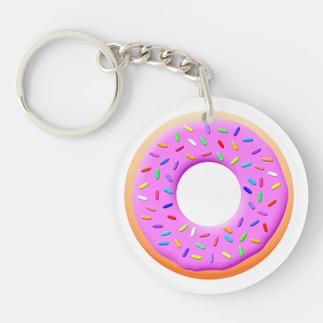 Cute Doughnut Drawing With Sprinkles Key Ring (Front)