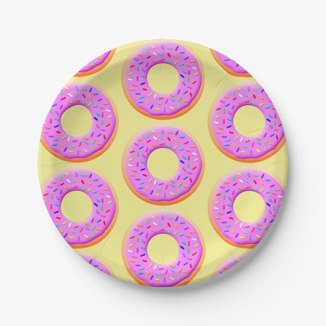 Cute Doughnut Drawing With Sprinkles Paper Plate (Front)