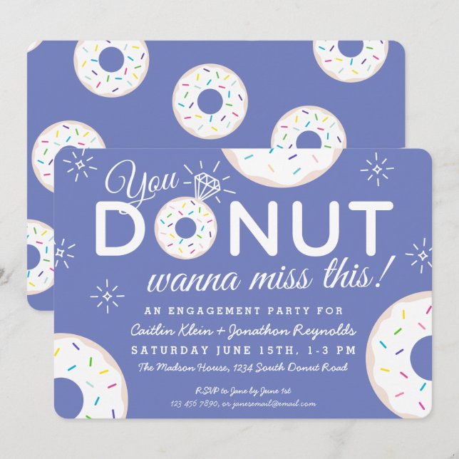Cute Doughnut Engagement Party Invitations (Front/Back)