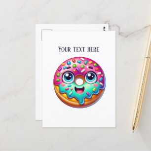 Cute doughnut lovers bakery shop add text postcard