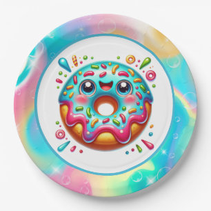 Cute doughnut lovers party paper plate