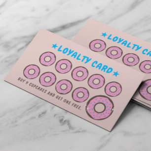Cute Doughnut Pastry Bakery Loyalty Punch Card
