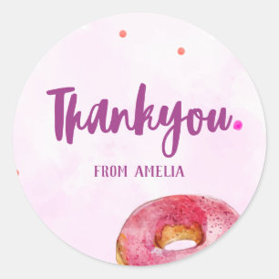 Cute Doughnut sweet one girl 1st Birthday Classic Round Sticker