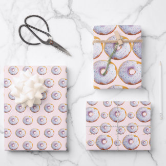 Cute Doughnut Watercolor Pattern Wrapping Paper Sheet