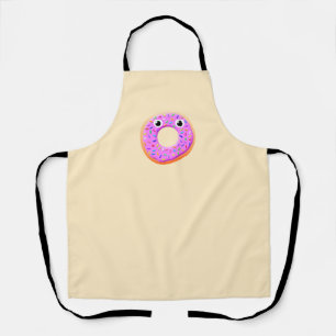 Cute Doughnut With Eyes And Sprinkles Drawing Apron