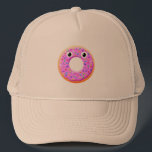Cute Doughnut With Eyes And Sprinkles Drawing Trucker Hat<br><div class="desc">Sprinkled doughnut design. Custom trucker hats for men and women. Gift idea for doughnut lovers.</div>