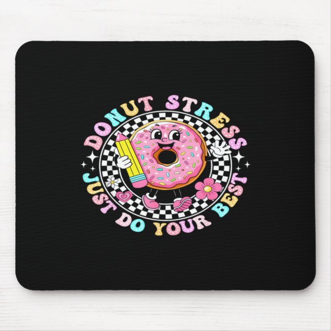 Cute Doughnut With Pencil Fun Back To School Mouse Mat (Front)