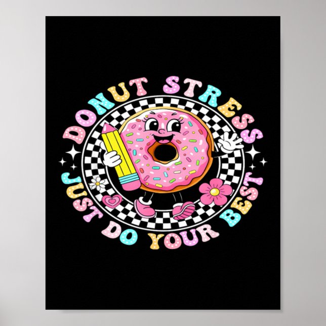 Cute Doughnut With Pencil Fun Back To School Poster (Front)