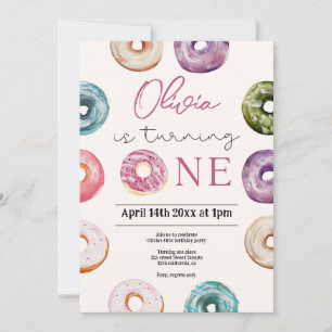Cute Doughnuts 1st Birthday,Sweet Treats for baby Invitation