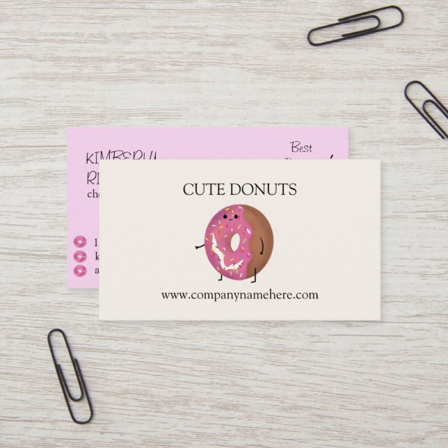 Cute Doughnuts And Coffee Business Card (Front/Back In Situ)