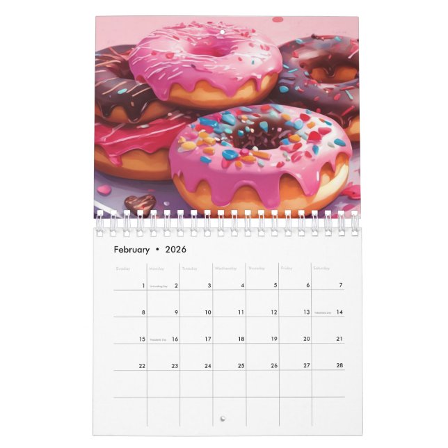 Cute Doughnuts Calendar gift doughnut (Feb 2026)