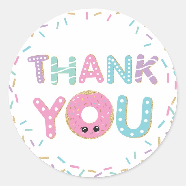 Cute Doughnuts Doughnuts Thank You Favour Gift Classic Round Sticker (Front)