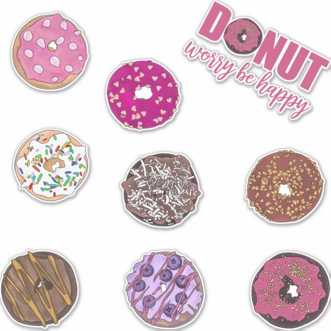 Cute Doughnuts Watercolor Illustrations (Front)