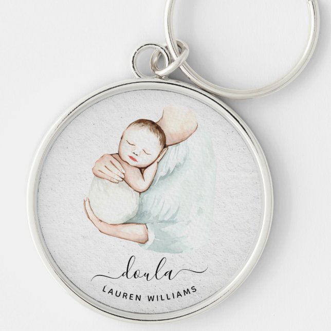 Cute Doula Midwife Pregnancy Birth Baby Simple Key Ring (Front)