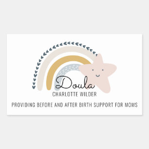 Cute Doula Midwife Watercolor Rainbow Rectangular Sticker
