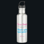 Cute Doula Superhero 710 Ml Water Bottle<br><div class="desc">A beautiful custom doula water bottle gift that reads I'm a Doula,  What's Your Superpower? This cute present features pink and teal writing with a silver flourish for some extra sassy flair for a natural childbirth helper.</div>